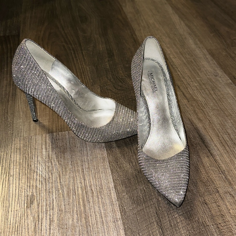 Michael Kors Black and Silver Sparkle Heels